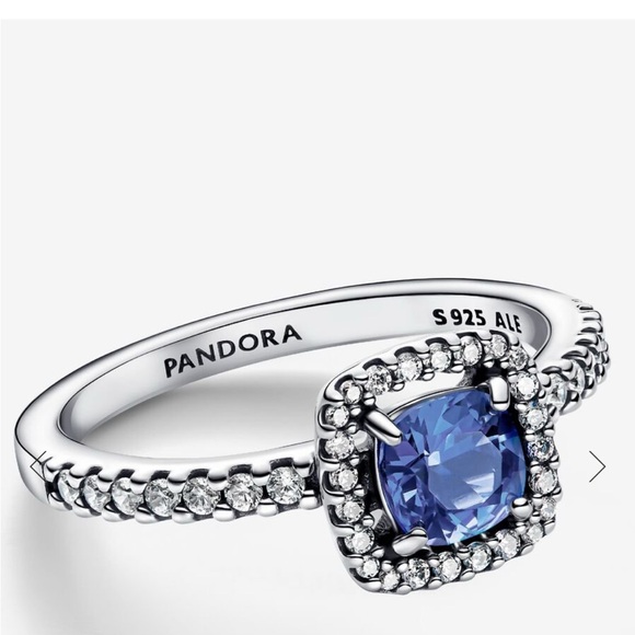Pandora Silver and Blue Halo Ring - Picture 2 of 4